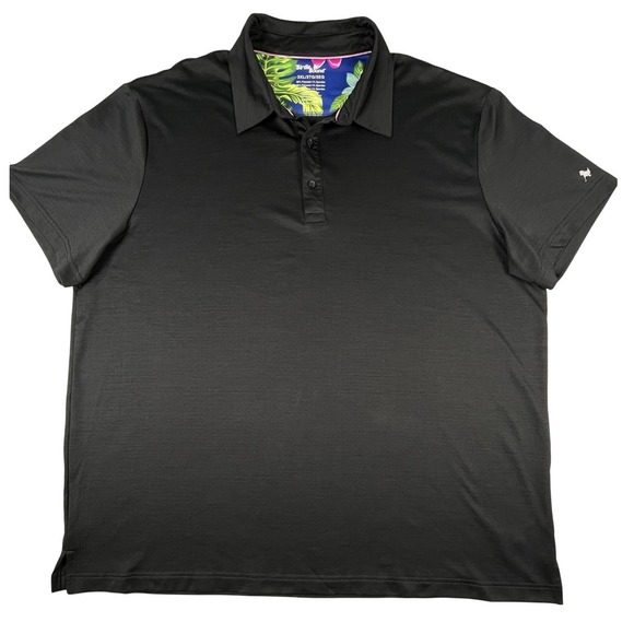 Birdiebound Other - Birdie Bound Polo Shirt Mens 3XL Black Golf Performance Short Sleeve Floral Trim